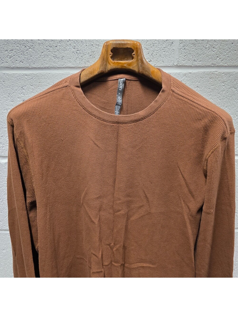 Vuori Waffle Crew Mens Brown Long Sleeve Waffle Knit Shirt V176  XL 24x31